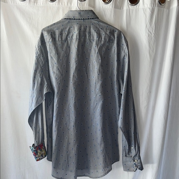 Robert Graham Blue Gray Polka Dot Shirt - Picture 8 of 10